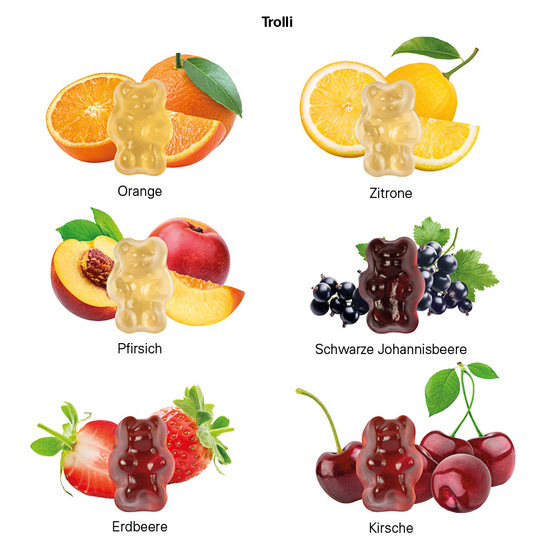 Minitüte,10 g, Folie weiß, Trolli Fruchtgummibären, 30% Fruchtsaftqualität