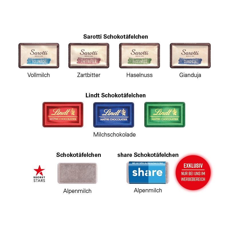 Täfelchen Adventskalender, Lindt Schokotäfelchen