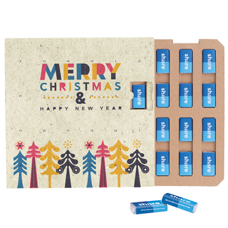 Täfelchen Adventskalender ECO, Graspapier, Papierblister, share Schokotäfelchen