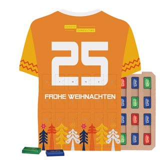 Täfelchen Adventskalender Trikot ECO, Papierblister, Lindt Schokotäfelchen