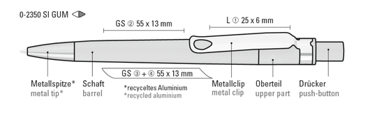 RECYCLED PET PEN CORE SI GUM