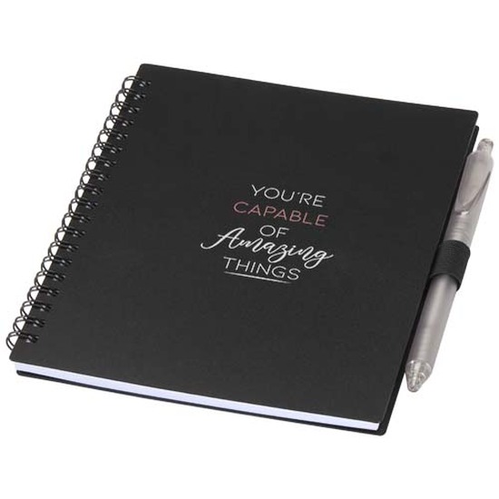 Niove Softcover Notizbuch aus recyceltem Kunststoff mit Kugelschreiber (blaue Mine)