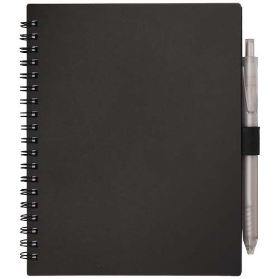 Niove Softcover Notizbuch aus recyceltem Kunststoff mit Kugelschreiber (blaue Mine)