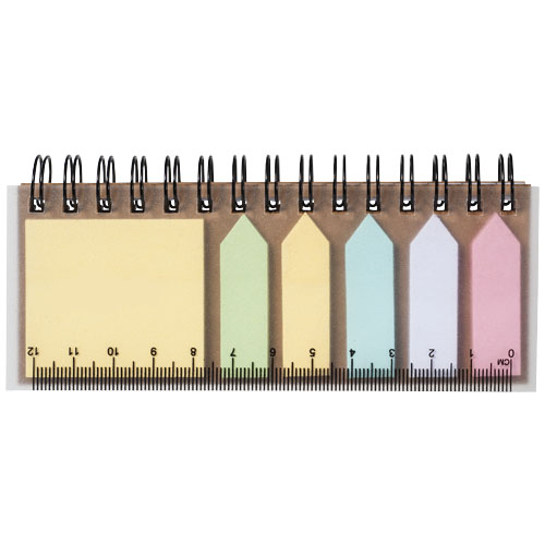 Spinner Spiralnotizbuch mit bunten Haftnotizen