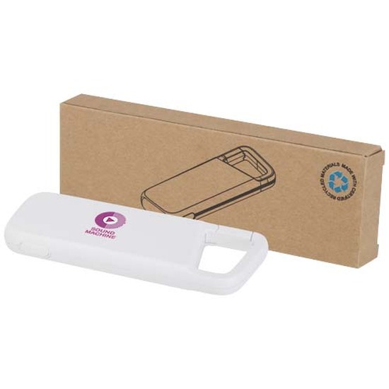 Alkes 12 W 5.000 mAh wasserfeste Powerbank aus recyceltem Kunststoff mit Karabinerhaken