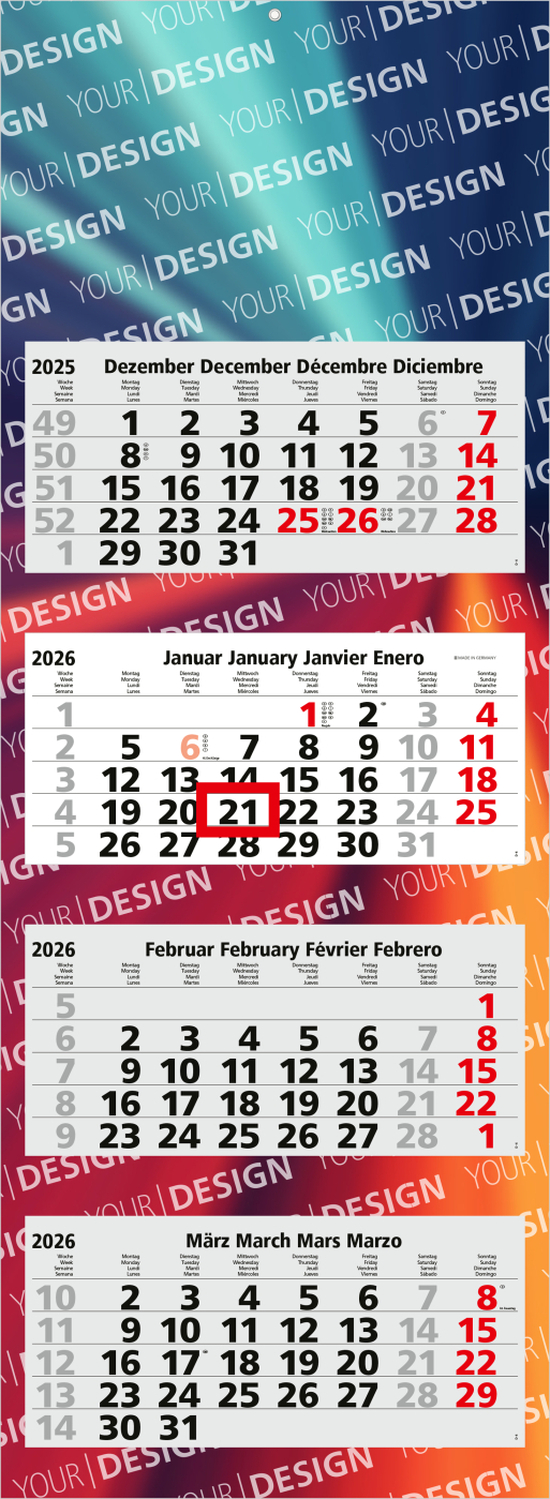 4-Monatskalender Quadro Light 4 Bestseller (Mehrblock)