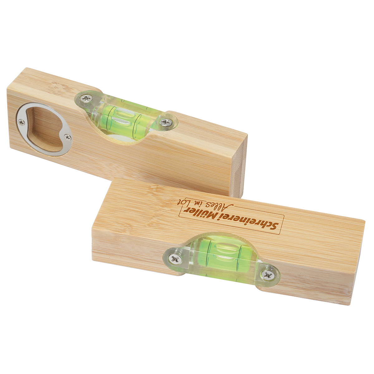 Wasserwaage Bambus mit Flaschenöffner,