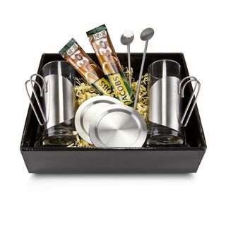 Schneller Kaffeegenuss: je 2 Kaffeegläser, Untersetzer, Trinkhalmlöffel & Kaffeetütchen 3in1. Nur noch Wasser dazu und genießen!