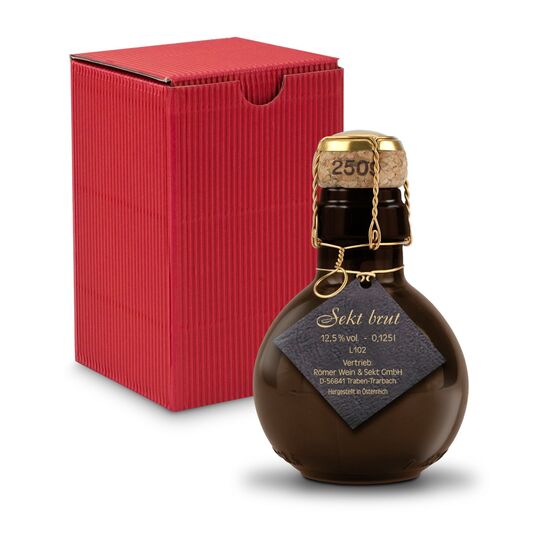 0,125 l hochwertiger Sekt brut in origineller Flasche, Alkohol 12% Vol. - Inklusive Geschenkkarton