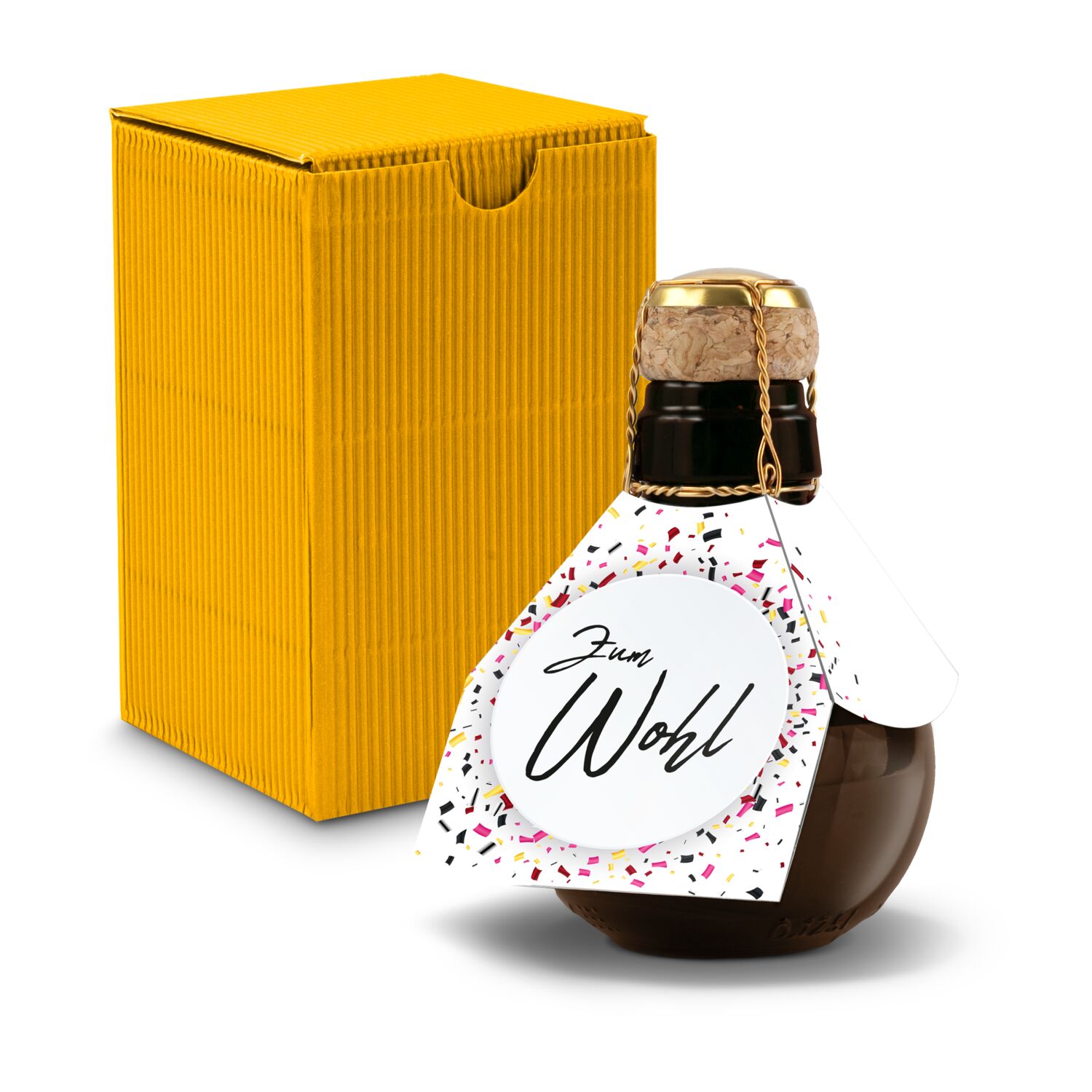 0,125 l hochwertiger Sekt brut in origineller Flasche, Alkohol 12% Vol. - Inklusive Geschenkkarton