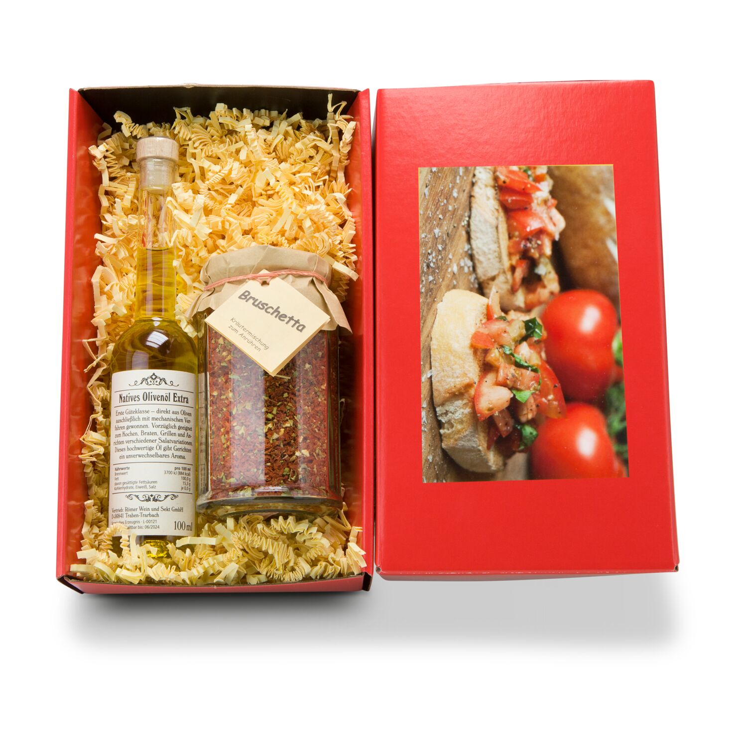 Bruschetta selbst zubereiten - kein Problem mit dieser Gewürzmischung & der Flasche Natives Olivenöl Extra. Lassen Sie es sich schmecken!