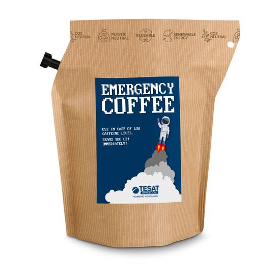 Wiederverwendbarer Werbe-Kaffee Beutel - kein Instant-Produkt! Fairtrade, ergibt ca. 300 ml. Mit individuellem Etikett ab 100 Stück