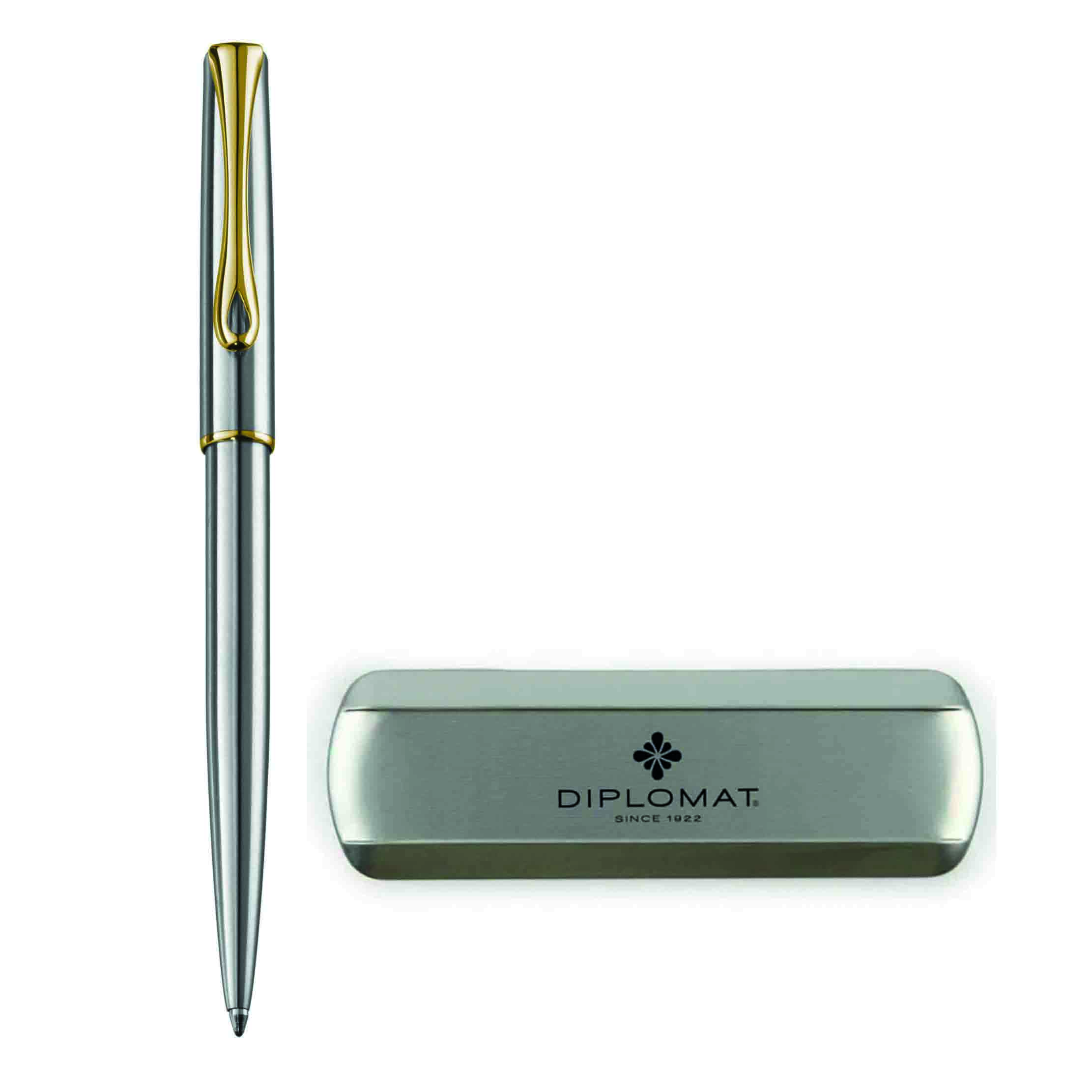 DIPLOMAT TRAVELLER Edelstahl Gold Kugelschreiber