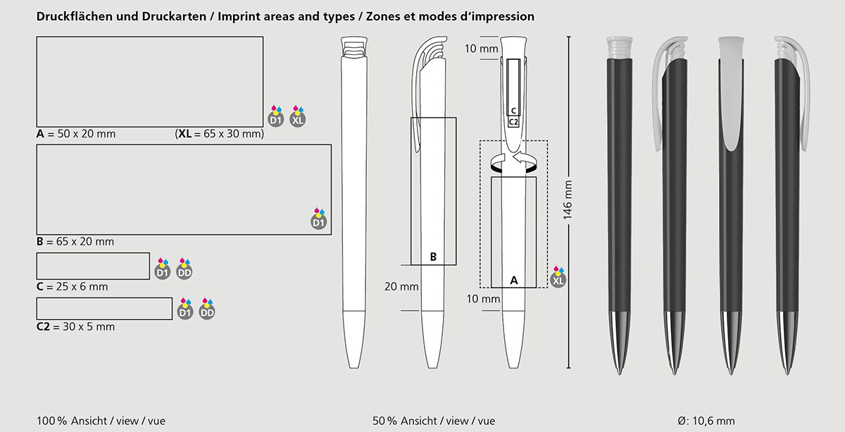 Klio-Eterna - Jona high gloss Mn - Druckkugelschreiber