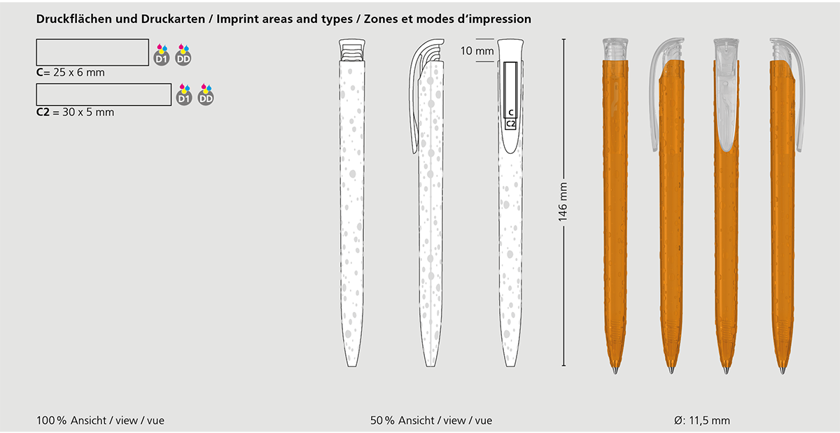 Klio-Eterna - Jona drops/transparent - Druckkugelschreiber