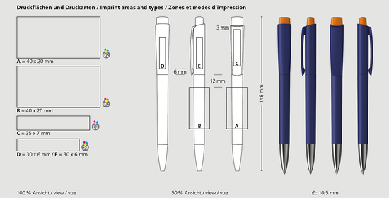 Klio-Eterna - Zeno softtouch/high gloss Mn - Druckkugelschreiber
