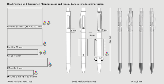 Klio-Eterna - Qube transparent Mn - Druckkugelschreiber