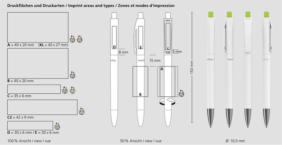 Klio-Eterna - Qube recycling Mn - Druckkugelschreiber