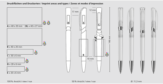 Klio-Eterna - Push transparent Mn - Druckkugelschreiber