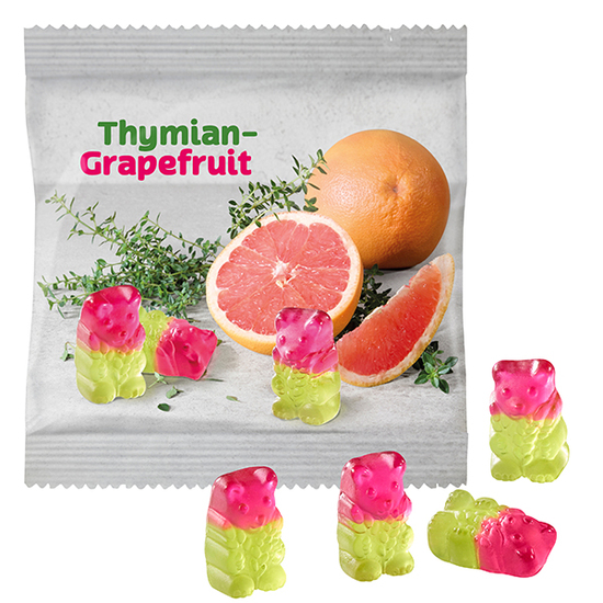Vegane Thymian-Grapefruit Bärchen im konventionellen Tütchen