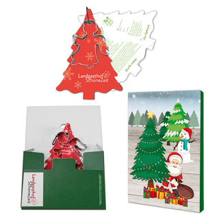 Backförmchen mit Rezeptblock Tannenbaum - Engel - in weihnachtlicher Mappe (mit 2c-Logoeindruck)