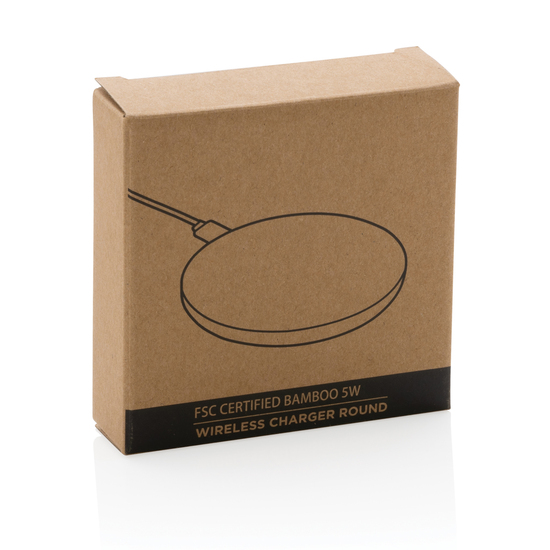 Rundes kabelloses 5W-Ladegerät aus Bambus