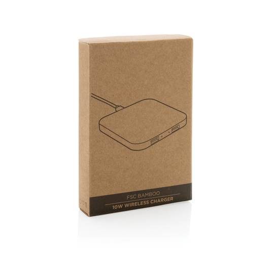 10W Wireless-Charger mit USB aus Bambus