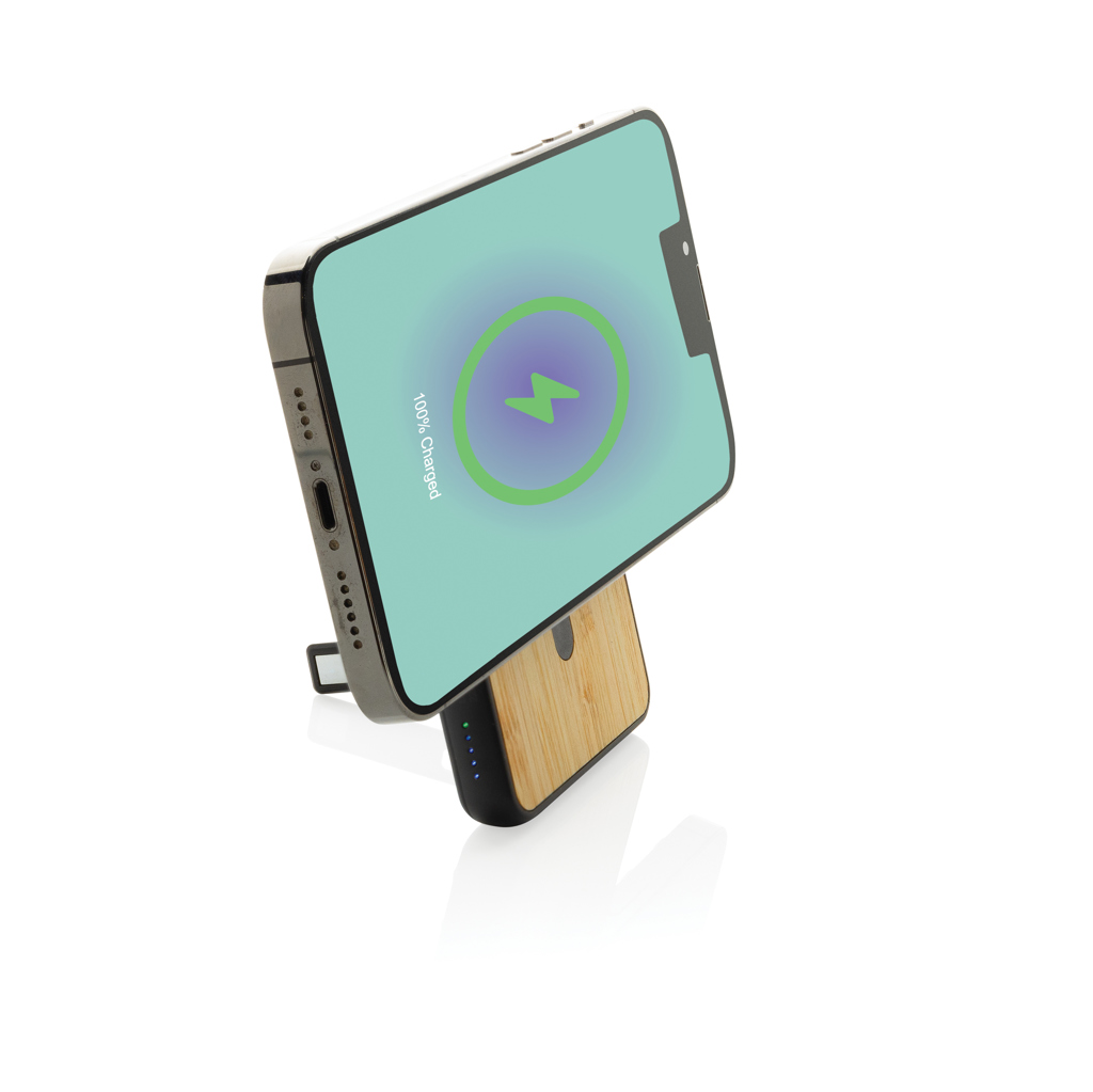 Zen 5000mAh 5W magnetische Bambus-Powerbank aus RCS rPlastik