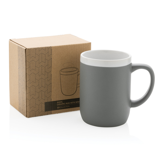 Keramiktasse mit weißem Rand, 300ml