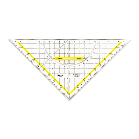 TZ-Dreieck 25 cm, mit Tuschenoppen, Griff, 3 Facetten