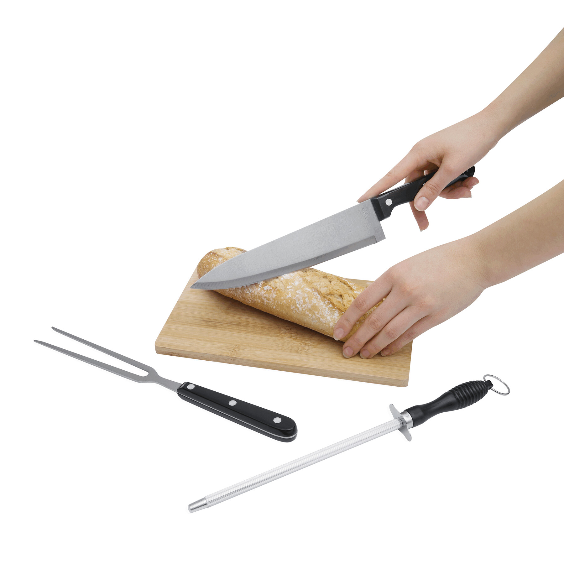 Edelstahl-Tranchierbesteck CARVE, silber