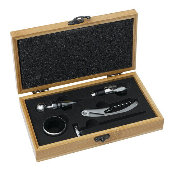 Weinset BAMBOO PLEASURE, braun, silber