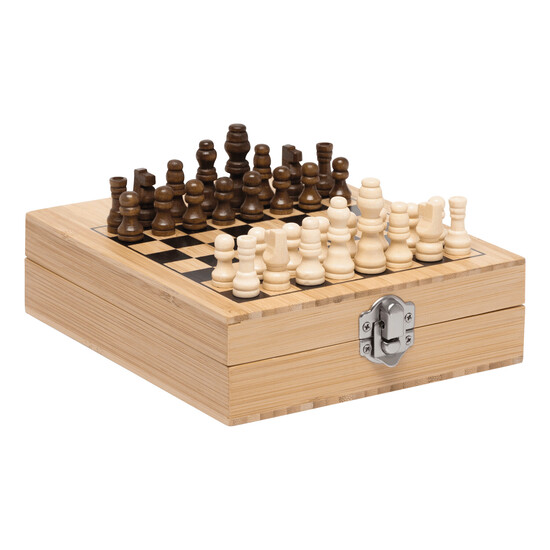 Weinset BAMBOO CHESS mit Schachspiel, braun