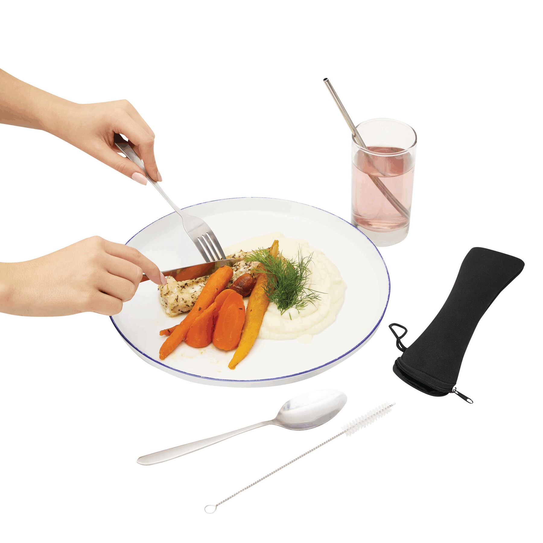 Edelstahl-Besteckset STELLOKIT, 5-teilig, schwarz