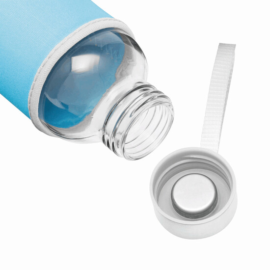 Glas-Flasche TAKE WELL, himmelblau, transparent