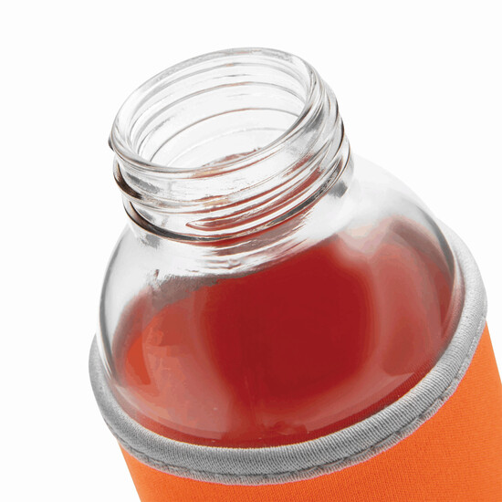 Glas-Flasche TAKE WELL, orange, transparent