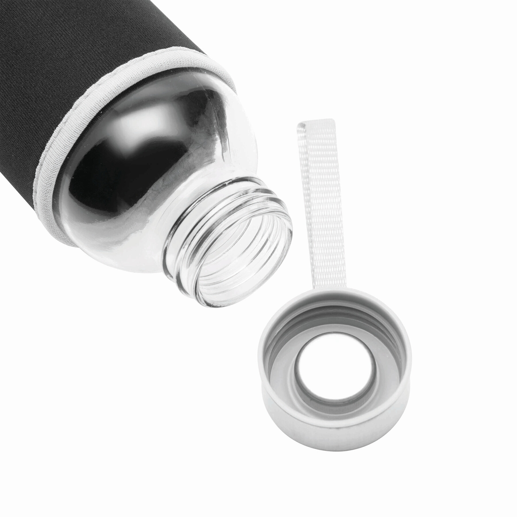 Glas-Flasche TAKE WELL, schwarz, transparent