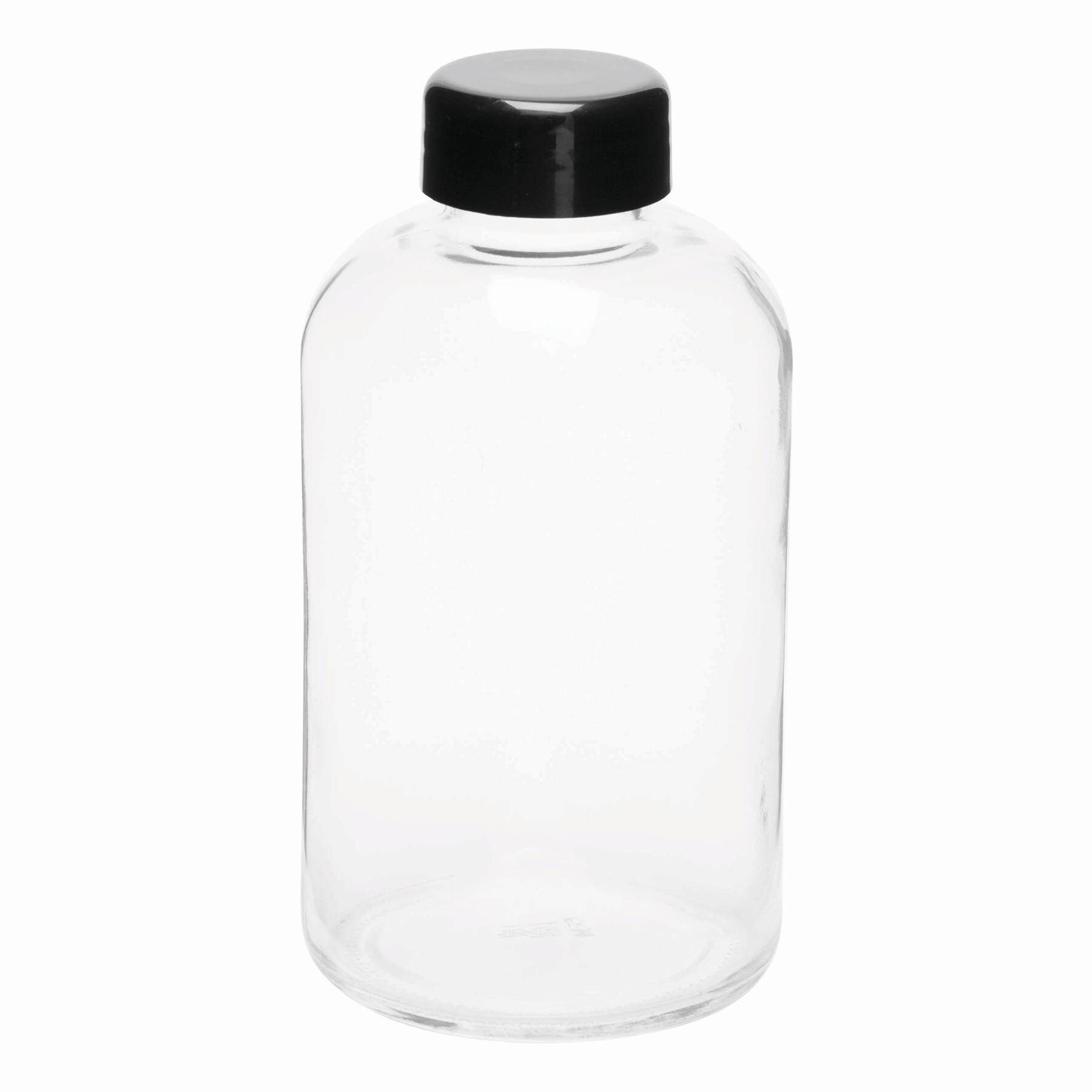 Glas-Trinkflasche DRINK HEALTHY, schwarz, transparent