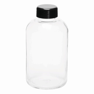 Glas-Trinkflasche DRINK HEALTHY, schwarz, transparent