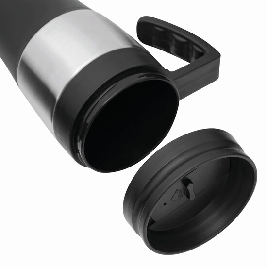 Isolierbecher HOT DRINK, schwarz, silber
