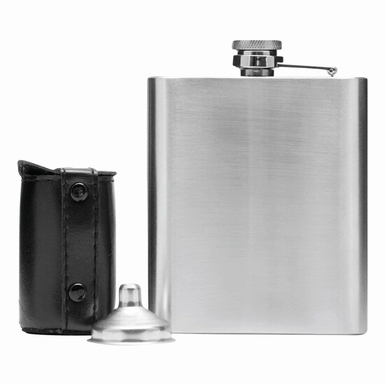 Flachmann-Set GENTLEMAN, schwarz, silber