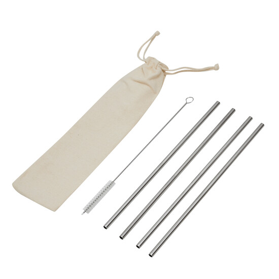 Edelstahl-Strohhalm-Set DRINK FRIENDLY, silber