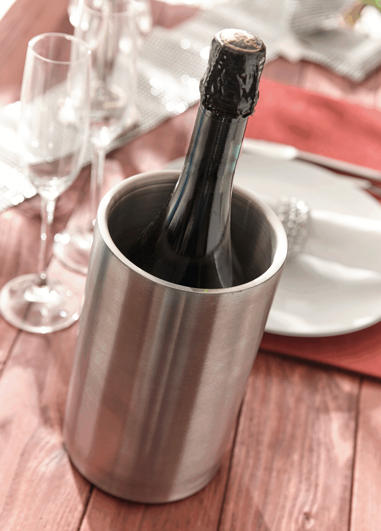 Doppelwandiger Flaschenkühler KEEP IT COOL, silber