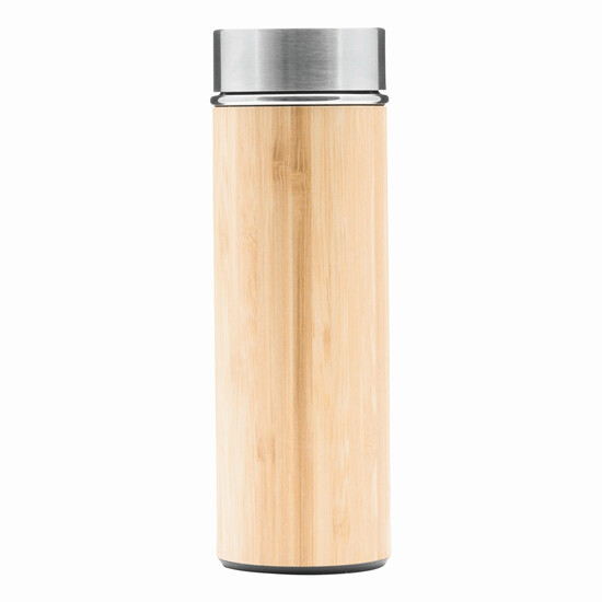 Isolierflasche BAMBOO GO, braun, silber