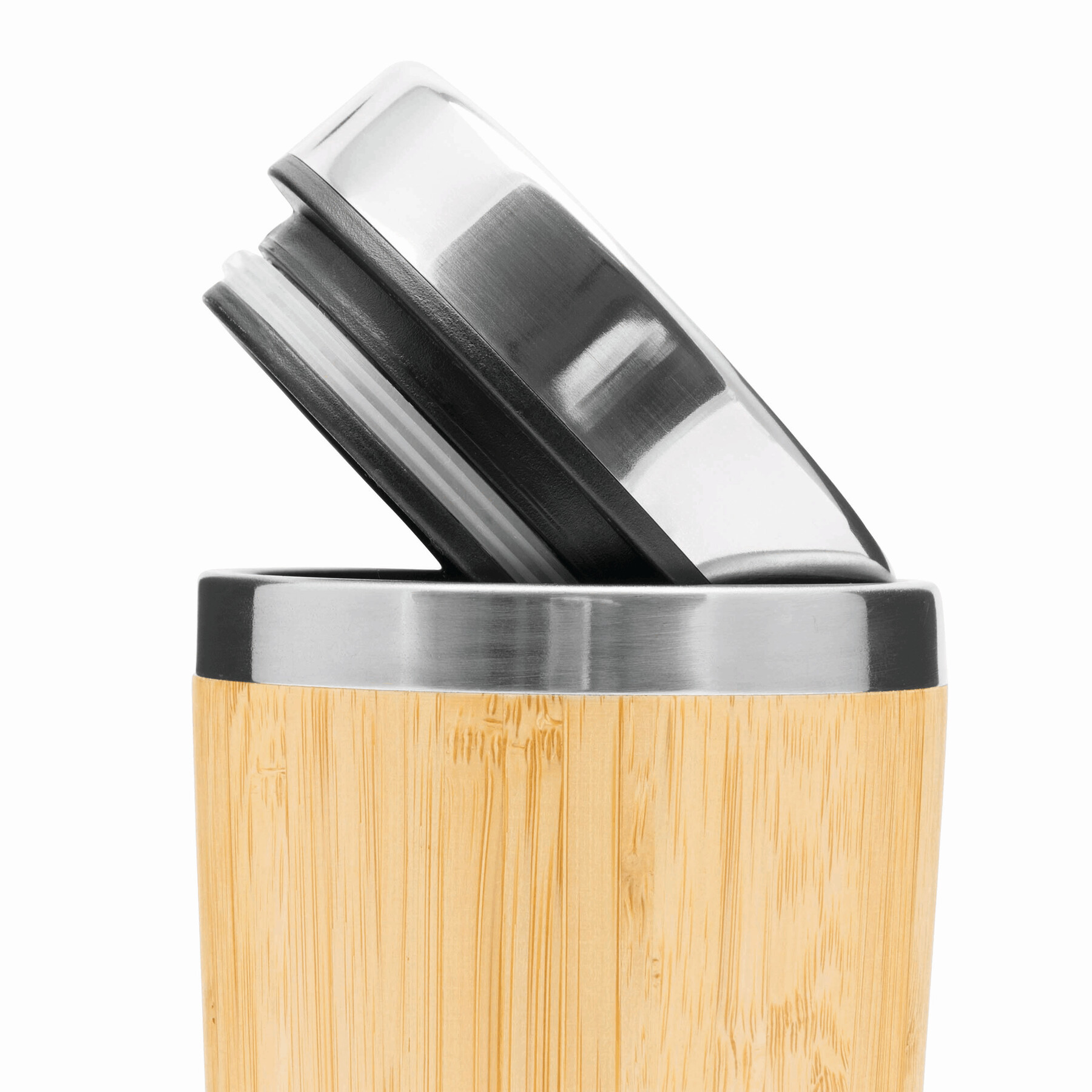 Isolierbecher BAMBOO DRINK, braun, silber