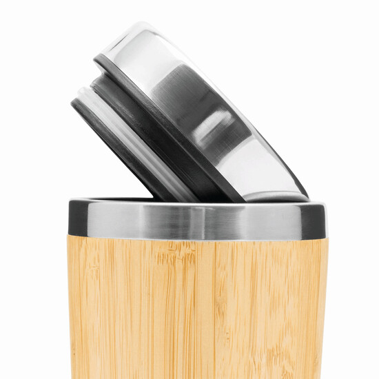 Isolierbecher BAMBOO DRINK, braun, silber