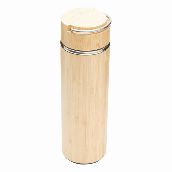 Isolierflasche BAMBOO HOT, braun, silber