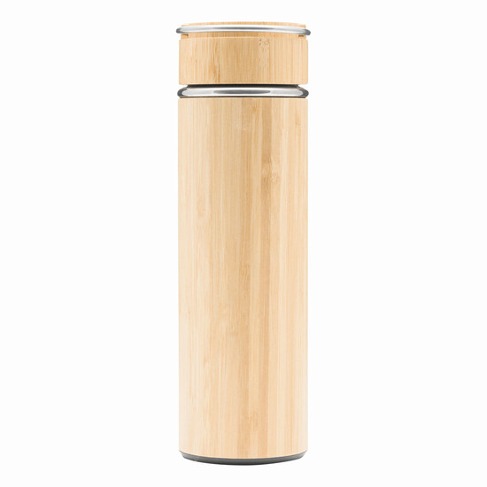 Isolierflasche BAMBOO HOT, braun, silber