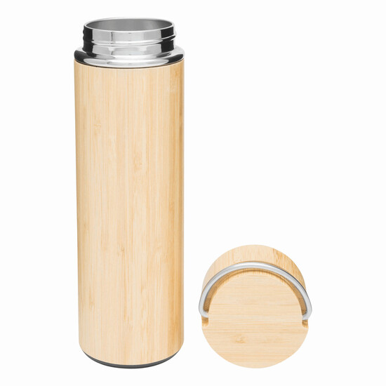 Isolierflasche BAMBOO HOT, braun, silber