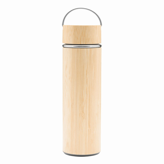 Isolierflasche BAMBOO HOT, braun, silber